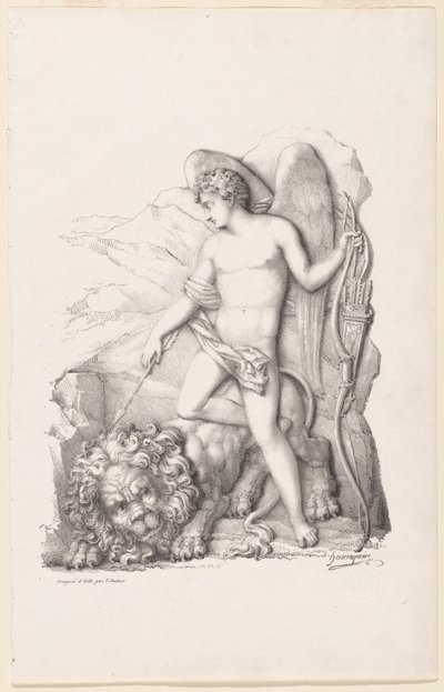 L’Amour terrassant un lion (Personification of Love Vanquishing a Lion) av Philippe Auguste Hennequin