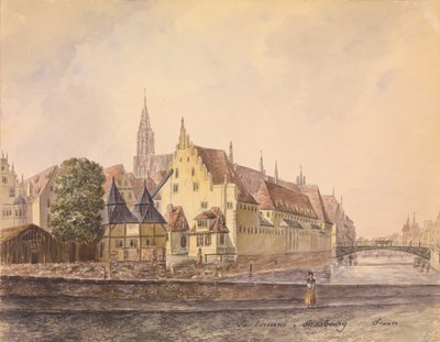 Donau i Strasbourg (akvarell på papper) av Philippe Auguste de Peellaert