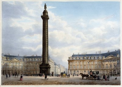 Column de la Place Vendôme - i "Walk in Paris and its environments", designad av Jacottet och Benoist, ca. 1840 av Philippe Benoist