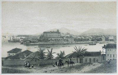 Nio panoramautsikt över Rio de Janeiro: Från Cobras Island, 1862 av Philippe Benoist