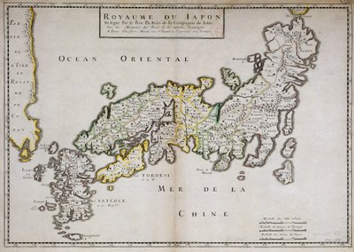 Geografisk karta över Japan gjord av fader Philippe Briet, jesuit och fransk forskare (1601-1668). Paris, NL av Philippe Briet