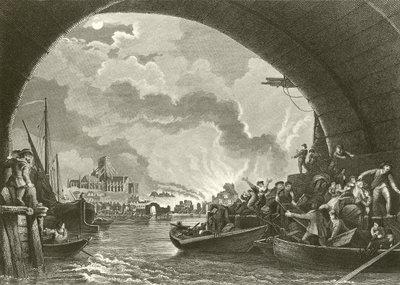 Den stora branden i London av Philippe Jacques de Loutherbourg