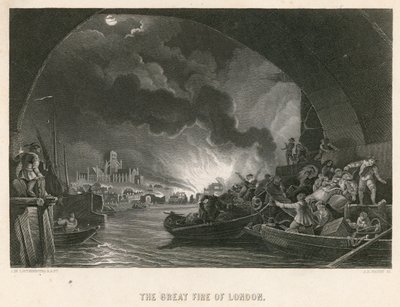 Den stora branden i London av Philippe Jacques de Loutherbourg