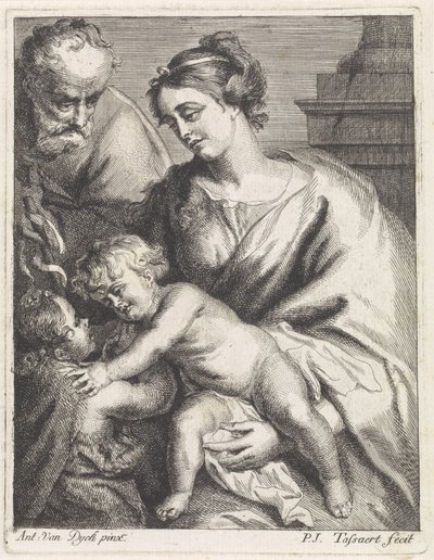Heliga familjen med John av Philippe Joseph Tassaert