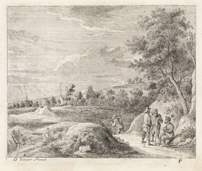 Landskap med fyra vandrare av Philippe Lambert Joseph Spruyt
