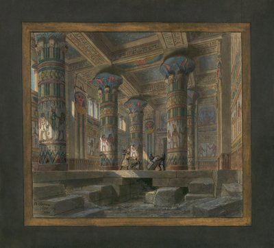 Scenografi av Philippe Chaperon för operan Aida av Giuseppe Verdi (1813-1901): Isis tempel av Philippe Marie Chaperon
