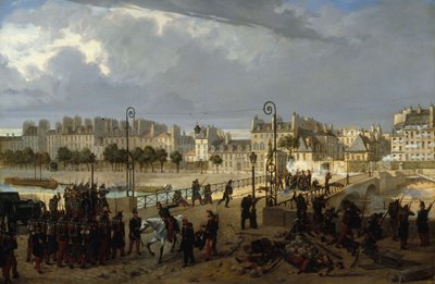 Upplopp på ärkebiskopens bro, 1849 (olja på duk) av Philippe Marie Chaperon