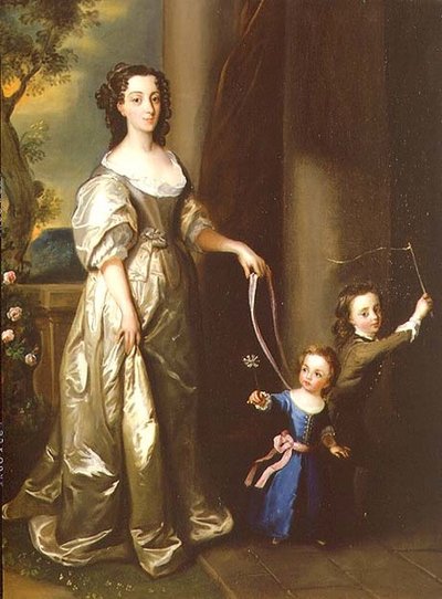 Porträtt av Mrs Thomas Fane med sina barn John och Anne (olja på duk) av Philippe Mercier