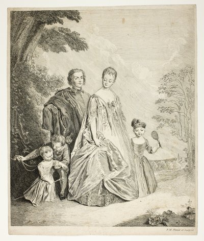 Familjepromenaden, även kallad Philippe Mercier, hans första fru och familj av Philippe Mercier