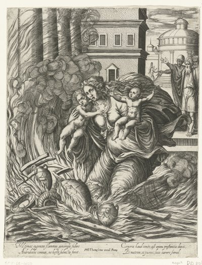 Asdrubals fru kastar sig in i det brinnande templet av Philippe Thomassin (possibly)