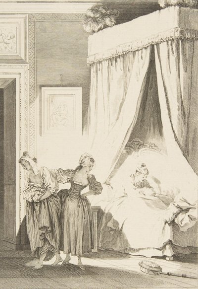 La Gageure des trois Commeres: La Servante, från Sagor och noveller på vers ..., publicerad 1795. av Philippe Triere
