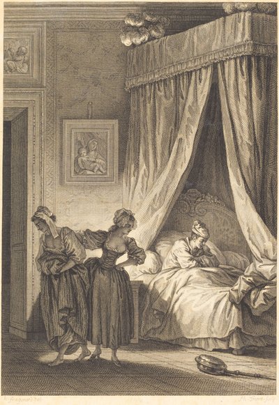 Satsningen av de tre skvallren: tjänaren av Philippe Triere and Antoine Jean Duclos after Jean Honoré Fragonard