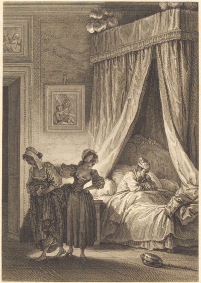 Vadet för de tre skvallren: tjänaren av Philippe Triere and Antoine Jean Duclos after Jean Honoré Fragonard