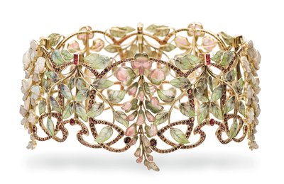 Art Nouveau multi-pärla och emalj 