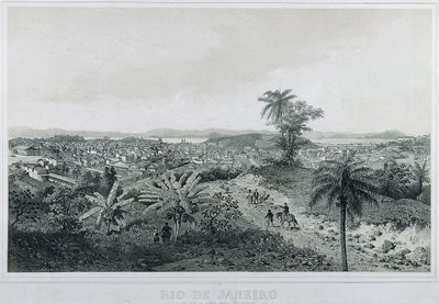 Nio panoramautsikt över Rio de Janeiro: Från sidan av landet Morro de Senado av Philippe and Ciceri Eugene Benoist