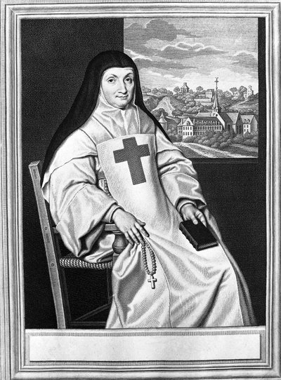 Jacqueline Marie Angélique Arnauld, mamma Angélique (1591-1661), fransk nunna, abbedissa av Port Royal des Champs (Port-Royal-des-Champs). av Philippe de (after) Champaigne