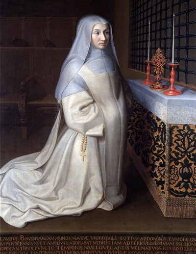 Porträtt av Claudia (Claude) Baudran, intagen i klostret Port Royal des Champs (Port-Royal-des-Champs) målning tillskriven Philippe de Champaigne, kyrkan Linas, Seine och Oise - Olja på duk av Philippe de (attr. to) Champaigne