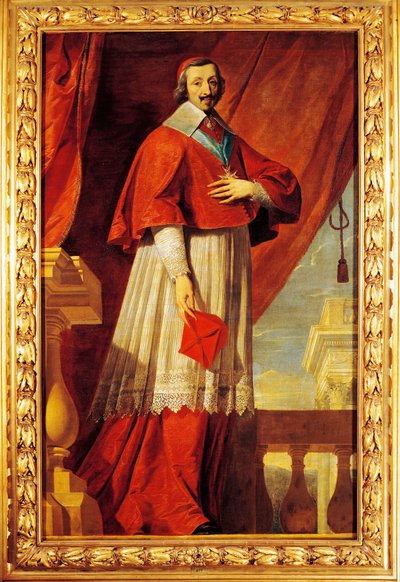 Frankrike, Fontaine Chaalis, Porträtt av kardinal Richelieu (1585-1642), fransk statsman och präst. av Philippe de (school of) Champaigne