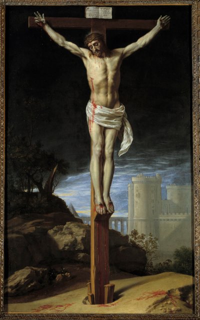 Kristus på korset Målning av Philip av Champaigne (1602-1674) (ec.flam.) 1600-talets Kansas City. Nelson Gallery av Philippe de Champaigne
