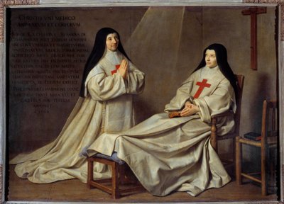 Jansenism: "" Porträtt av Moder Catherine Agnes Arnauld (1593-1671) och syster Catherine de Sainte Suzanne Champaigne (1636-1686), dotter till konstnären""" Moder Catherine-Agnes av Saint-Paul kallad Agnes Arnauld var abbedissan i klostret Port Roya av Philippe de Champaigne