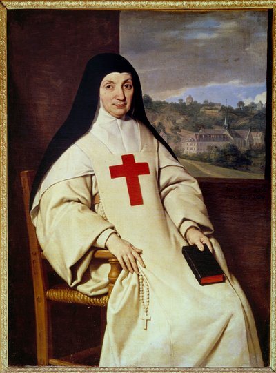 Porträtt av Moder Angelique Arnauld Jacqueline Marie Arnauld dit Angelique Arnauld (1591-1661), abbedissa av Port Royal des champs (Port-Royal-des-Champs), figur av fransk jansenism”” Målning av Philippe de Champaigne (1602-1674) av Philippe de Champaigne