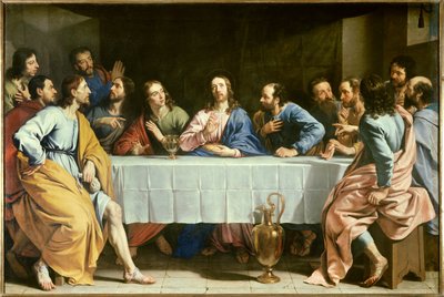 Sista måltiden. Målning av Philippe de Champaigne (1602-1674). av Philippe de Champaigne