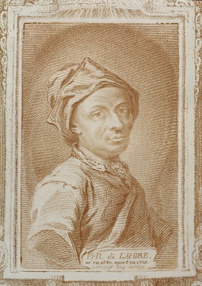 Självporträtt av Philippe de la Hire (1640-1718), illustration från Histoire des Mathematiciens av Alexandre Saverien (1720-1805), publicerad i Paris 1766. av Philippe de la Hire