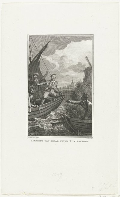 Tsar Peter den stores ankomst till Zaandam, 1697, ca. 1829 av Philippus Velijn