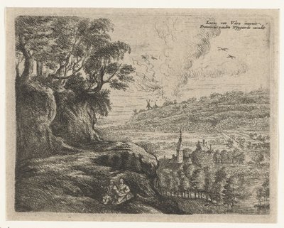 Landskap med en man, kvinna och barn Åtta landskap efter Lucas van Uden (serietitel) av Philips Augustijn Immenraet