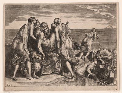 Phaeacians bär den sovande Odysseus till Ithaca av Philips Galle (attributed to)