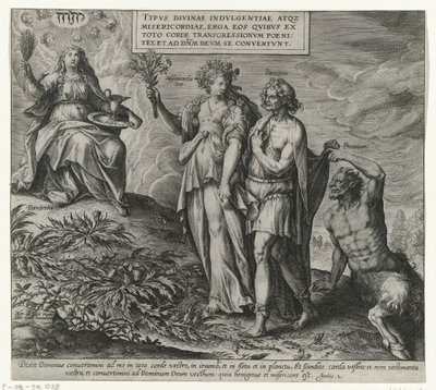 Allegorie över boetedoening en berouw Boetedoening en berouw in het Oude Testament en het Nieuwe Testament (serietitel) Typen av gudomlig övergivenhet och barmhärtighet mot dem som av hela sitt hjärta ångrar sin överträdelse och vänder sig till Gud av Philips Galle (attributed to workshop of)