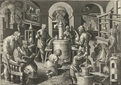 Destillering Nya uppfinningar och upptäckter (serietitel) Nova Reperta (serietitel) av Philips Galle (attributed to workshop of)