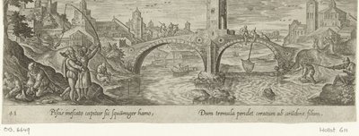 Hengelsport Jacht en visvangst (serietitel) Jakt, fiske och jakttyper (serietitel) av Philips Galle (attributed to workshop of)