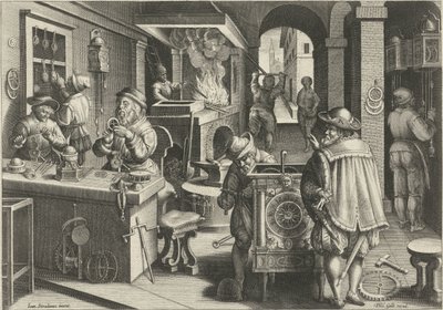 Klockmakare Nya uppfinningar och upptäckter (serietitel) Nova Reperta (serietitel) av Philips Galle (attributed to workshop of)