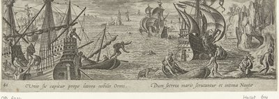 Oestervangst Jacht en visvangst (serietitel) Jakt, fiske och jakttyper (serietitel) av Philips Galle (attributed to workshop of)