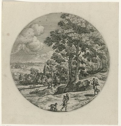 Procris schenkt Cephalus en magisk pil Cephalus en Procris (serietitel) av Philips Galle (attributed to workshop of)