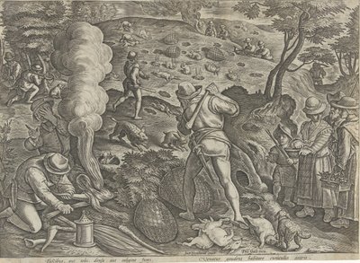 Konijnenjacht Jachttaferelen (serietitel) Där alla typer av jakt, fågelfågel och fiske (serietitel) av Philips Galle (possibly)