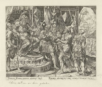 Achior för Holofernes Judits och Holofernes historia (serietitel) av Philips Galle