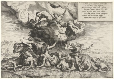 Apollo och Diana dödar Niobes barn av Philips Galle