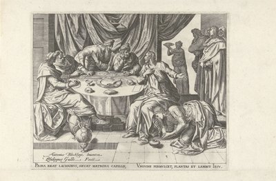 Kristus smord av Maria Magdalena Sex scener med Kristus och kvinnor från evangelierna (serietitel) av Philips Galle