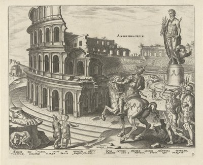 Colosseum i Rom Amfiteater (titel på objekt) Världens åtta underverk. (serietitel) av Philips Galle