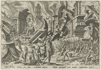 Förstörelsen av Ai och steningen av Akan The Days of Doom of the Jewish People (serietitel) av Philips Galle