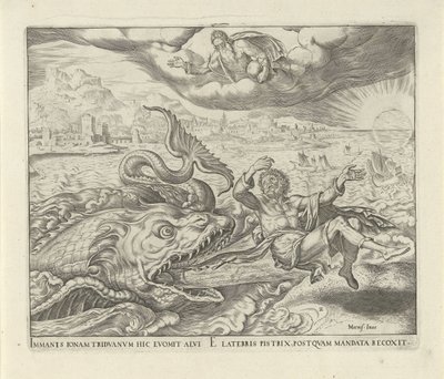 Fisken spottade Jona ute på landet History of Jonah (serietitel) av Philips Galle