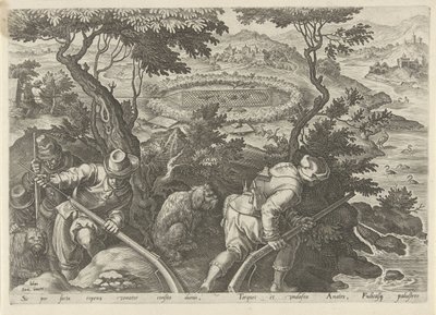 Eendenjacht Jachttaferelen (serietitel) Där alla typer av jakt, fågelfågel och fiske (serietitel) av Philips Galle