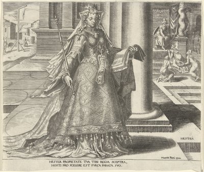 Esther Hester (titel på objekt) Åtta kända kvinnor från Gamla och Nya testamentet (serietitel) av Philips Galle