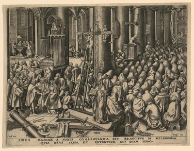 Tro (Fides), blad 1 ur serien „De sju dygderna“ av Philips Galle