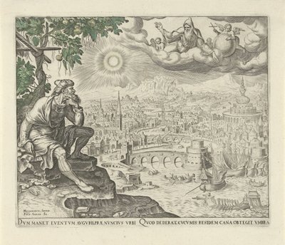 Jonas sitter under kalebassen History of Jonah (serietitel) av Philips Galle