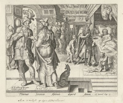 Jonadab ger Amnon råd Historia om Tamar och Amnon (serietitel) av Philips Galle