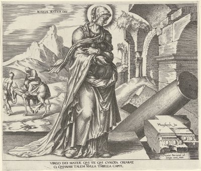 Mary Maria Mater Dei (titel på objekt) Åtta kända kvinnor från Gamla och Nya testamentet (serietitel) av Philips Galle