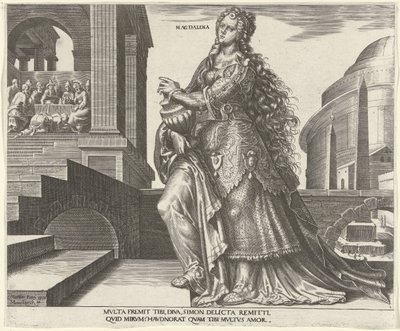 Maria Magdalena Magdalena (titel på objekt) Åtta kända kvinnor från Gamla och Nya testamentet (serietitel) av Philips Galle